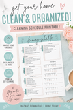Cleaning Schedule Printable | Daily, Weekly & Monthly Cleaning Checklist | Editable Home Cleaning Planner PDF | Instant Download