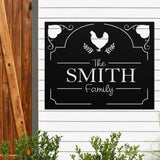 Welcome Chicken Family Sign ~ Outdoor Metal Sign, Door Hanger Sign, Last Name Sign, Wedding Gift, Personalized Metal Sign, Gift For Couple