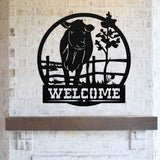 Cow Welcome Metal Farm Sign | Rustic Farmhouse Decor