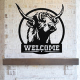 Highland Cow Farm Welcome Sign ~ Metal Porch Sign | Metal Gate Sign | Farm Entrance Sign | Metal Farmhouse