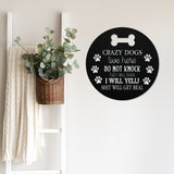 Crazy Dogs Live Here Do Not Knock ~ Custom Porch Sign | Metal Porch Sign | Custom Pet Owner Gifts | Personalized Metal Sign