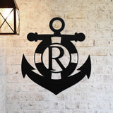 Anchor Monogram Sign ~ Metal Porch Sign - Outdoor Sign - Front Door Sign - Metal Beach Sign - Beach House