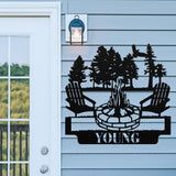 Bonfire Family Name Sign ~ Metal Porch Sign - Outdoor Sign - Front Door Sign - Metal Lake Sign - Lake House