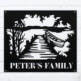 Lake Scene Family Name Sign ~ Metal Porch Sign - Outdoor Sign - Front Door Sign - Metal Lake Sign - Lake House