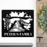 Lake Scene Family Name Sign ~ Metal Porch Sign - Outdoor Sign - Front Door Sign - Metal Lake Sign - Lake House
