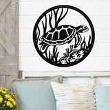 Turtle Round Sign ~ Metal Porch Sign - Outdoor Sign - Front Door Sign - Metal Beach Sign - Beach House