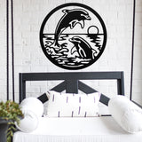 Dolphin Round Sign ~ Metal Porch Sign - Outdoor Sign - Front Door Sign - Metal Beach Sign - Beach House