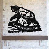 Bear Home Address Sign ~ Metal Porch Sign | Outdoor Sign | Front Door Sign | Metal Hunting Sign | Cabin Sign