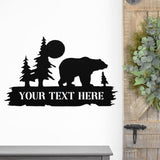 Custom Bear Scene Sign ~ Metal Porch Sign | Outdoor Sign | Front Door Sign | Metal Hunting Sign | Cabin Sign