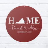 Custom State & Last Name Sign ~ Outdoor Metal Sign, Door Hanger Sign, Last Name Sign, Wedding Gift, Personalized Metal Sign, Custom State
