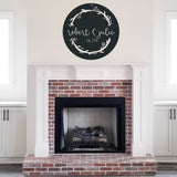 Monogram Steel Wreath Sign ~ Outdoor Metal Sign, Door Hanger Sign, Last Name Sign, Wedding Gift, Personalized Metal Sign, Gift For Couple