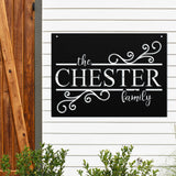 Steel Family Name Sign ~ Outdoor Metal Sign, Door Hanger Sign, Last Name Sign, Wedding Gift, Personalized Metal Sign, Gift For Couple
