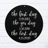 Date List Sign ~ Outdoor Metal Sign, Door Hanger Sign, Last Name Sign, Wedding Gift, Personalized Metal Sign, Gift For Couple, Porch Sign