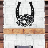 Horseshoe Sunflower Sign ~ Metal Porch Sign | Personalized Metal Sign | Custom Porch