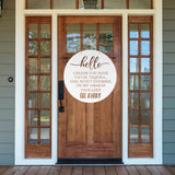 Hello...Go Away ~ Outdoor Metal Sign, Unwelcome Sign, No Soliciting Sign, Not Welcome Sign, Funny Porch Sign, Metal Sign