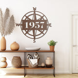 Compass House Number Sign ~ Metal Porch Sign, House Number Sign, Metal Address Number Sign, Steel Address Plaque Sign, Home Number Sign