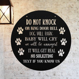Do Not Knock Dog Will Bark Metal Sign ~ Outdoor Metal Sign, Custom Metal Sign, Metal Door Hanger, Personalized Metal Sign, Housewarming Gift