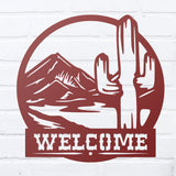 Metal Cactus Welcome Sign ~ Metal Porch Sign | Metal Gate Sign | Farm Entrance Sign | Metal Farmhouse