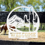 Metal Cactus Welcome Sign ~ Metal Porch Sign | Metal Gate Sign | Farm Entrance Sign | Metal Farmhouse