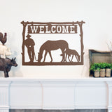 Cowboy Welcome Farm Sign ~ Metal Porch Sign | Metal Gate Sign | Farm Entrance Sign | Metal Farmhouse