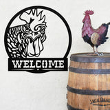 Angry Chicken Welcome Sign ~ Metal Porch Sign | Metal Gate Sign | Farm Entrance Sign | Metal Farmhouse