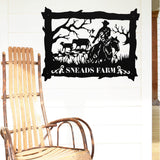 Cowboy Scene Name Sign ~ Metal Porch Sign | Metal Gate Sign | Farm Entrance Sign | Metal Farmhouse