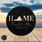 Custom State & Last Name Sign ~ Outdoor Metal Sign, Door Hanger Sign, Last Name Sign, Wedding Gift, Personalized Metal Sign, Custom State