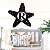 Starfish Monogram Sign ~ Metal Porch Sign - Outdoor Sign - Front Door Sign - Metal Beach Sign - Beach House