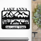 On Lake Time Family Name Sign ~ Metal Porch Sign - Outdoor Sign - Front Door Sign - Metal Lake Sign - Lake House
