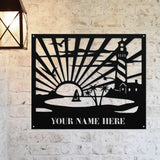 Lighthouse Family Name Sign ~ Metal Porch Sign - Outdoor Sign - Front Door Sign - Metal Beach Sign - Beach House