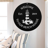 Welcome To Our Beach House Sign ~ Metal Porch Sign - Outdoor Sign - Front Door Sign - Metal Beach Sign - Beach House