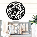 Octopus Round Sign ~ Metal Porch Sign - Outdoor Sign - Front Door Sign - Metal Beach Sign - Beach House