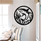 Shark Round Sign ~ Metal Porch Sign - Outdoor Sign - Front Door Sign - Metal Beach Sign - Beach House