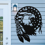 American Eagle Flag Sign ~ Metal Porch Sign - Outdoor Sign - Front Door Sign - Metal Mountain Sign - Woodland Sign