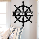 Boat Wheel Family Name Sign ~ Metal Porch Sign - Outdoor Sign - Front Door Sign - Metal Lake Sign - Lake House