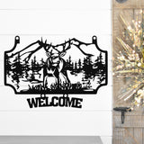 Deer Welcome Gate Sign ~ Metal Porch Sign | Outdoor Sign | Front Door Sign | Metal Hunting Sign | Cabin Sign
