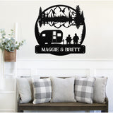 Camper Couple Name Sign ~ Metal Porch Sign | Outdoor Sign | Front Door Sign | Metal Camper Sign | Camping Sign