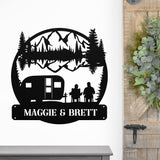 Camper Couple Name Sign ~ Metal Porch Sign | Outdoor Sign | Front Door Sign | Metal Camper Sign | Camping Sign