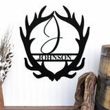Antler Monogram Family Sign ~ Metal Porch Sign | Outdoor Sign | Front Door Sign | Cabin Sign