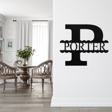 Scalloped Last Name Monogram Sign ~ Metal Porch Sign - Outdoor Sign - Personalized Metal Sign - Family Monogram Sign