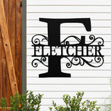 Family Monogram Name Sign ~ Outdoor Metal Sign, Door Hanger Sign, Metal Monogram Sign, Last Name Sign, Wedding Gift, Housewarming Gift