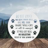 Do Not Knock Dog Will Bark Metal Sign ~ Outdoor Metal Sign, Custom Metal Sign, Metal Door Hanger, Personalized Metal Sign, Housewarming Gift