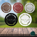 Monogram Steel Wreath Sign ~ Outdoor Metal Sign, Door Hanger Sign, Last Name Sign, Wedding Gift, Personalized Metal Sign, Gift For Couple