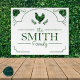 Welcome Chicken Family Sign ~ Outdoor Metal Sign, Door Hanger Sign, Last Name Sign, Wedding Gift, Personalized Metal Sign, Gift For Couple