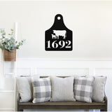 House Number Cow Tag Sign ~ Metal Porch Sign | Metal Gate Sign | Farm Entrance Sign | Metal Farmhouse | Cow Sign | Highland Cow | Address
