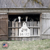 House Number Cow Tag Sign ~ Metal Porch Sign | Metal Gate Sign | Farm Entrance Sign | Metal Farmhouse | Cow Sign | Highland Cow | Address