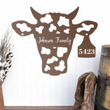 House Number Cow Tag Sign ~ Metal Porch Sign | Metal Gate Sign | Farm Entrance Sign | Metal Farmhouse | Cow Sign | Highland Cow | Address