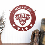 Personalized Highland Cow Farm Sign ~ Metal Porch Sign | Metal Gate Sign | Farm Entrance Sign | Metal Farmhouse | Cow Sign | Highland Cow