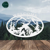 Welcome Mountain Sign ~ Metal Porch Sign | Outdoor Sign | Front Door Sign | Metal Hunting Sign | Cabin Sign
