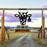 House Number Cow Tag Sign ~ Metal Porch Sign | Metal Gate Sign | Farm Entrance Sign | Metal Farmhouse | Cow Sign | Highland Cow | Address